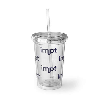 Acrylic Tumbler - 'impt' Repeating Logo Cold Cup with Straw
