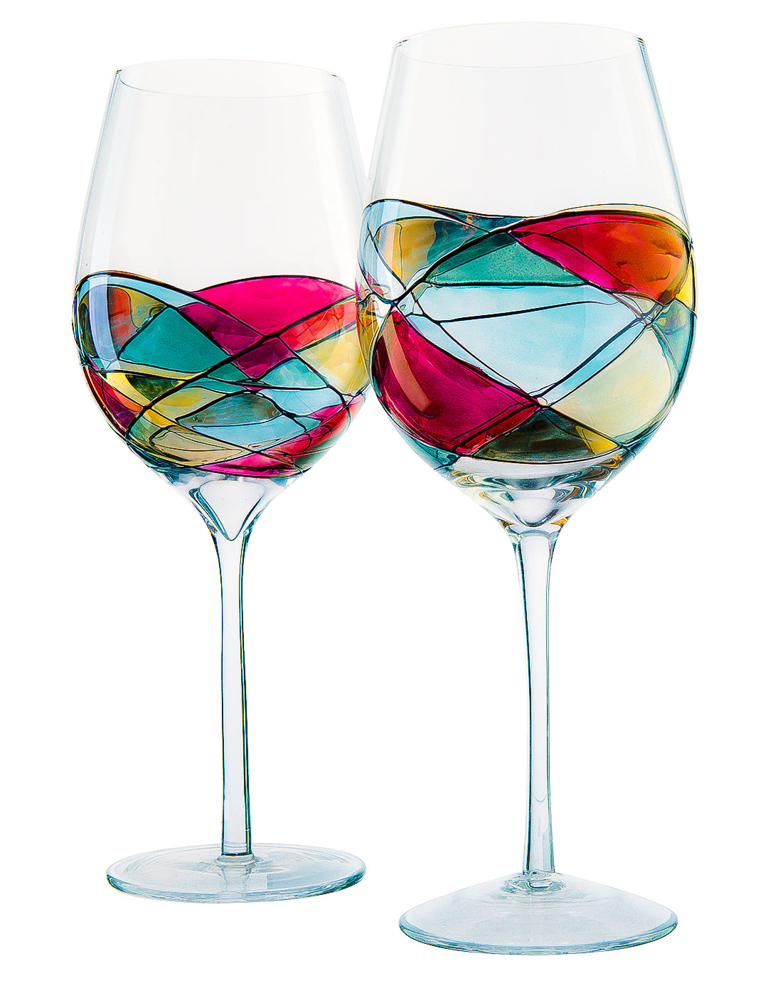 Artisanal Hand Painted Renaissance Romantic Stain - Set of 2 (Stemmed)-3