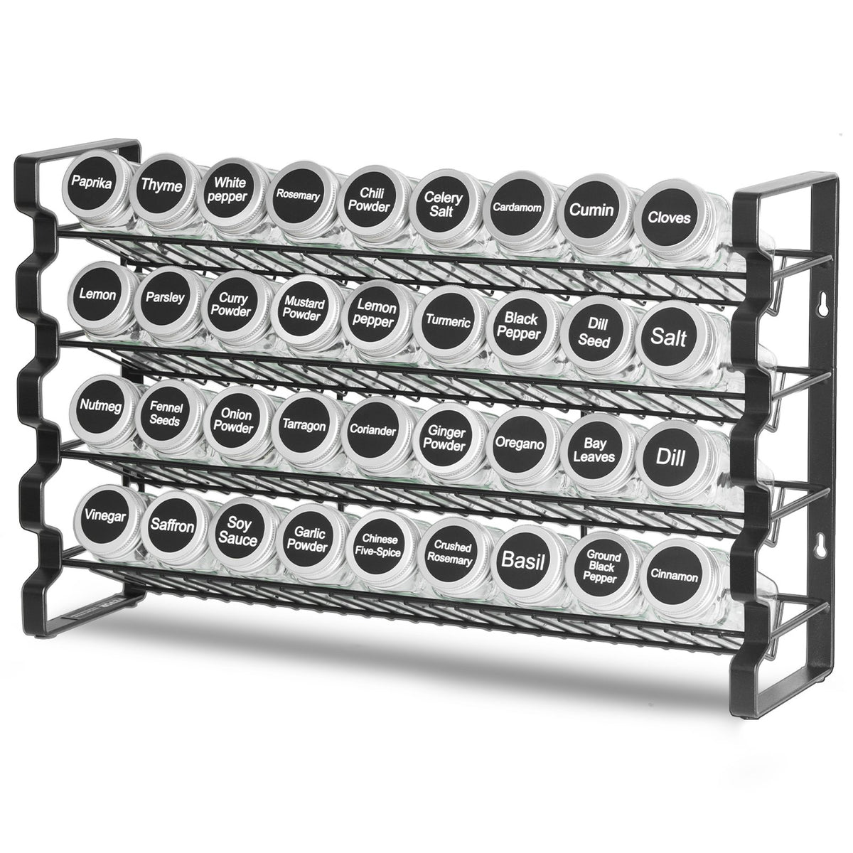 Expandable spice rack organizer for kitchen cabinet and countertop