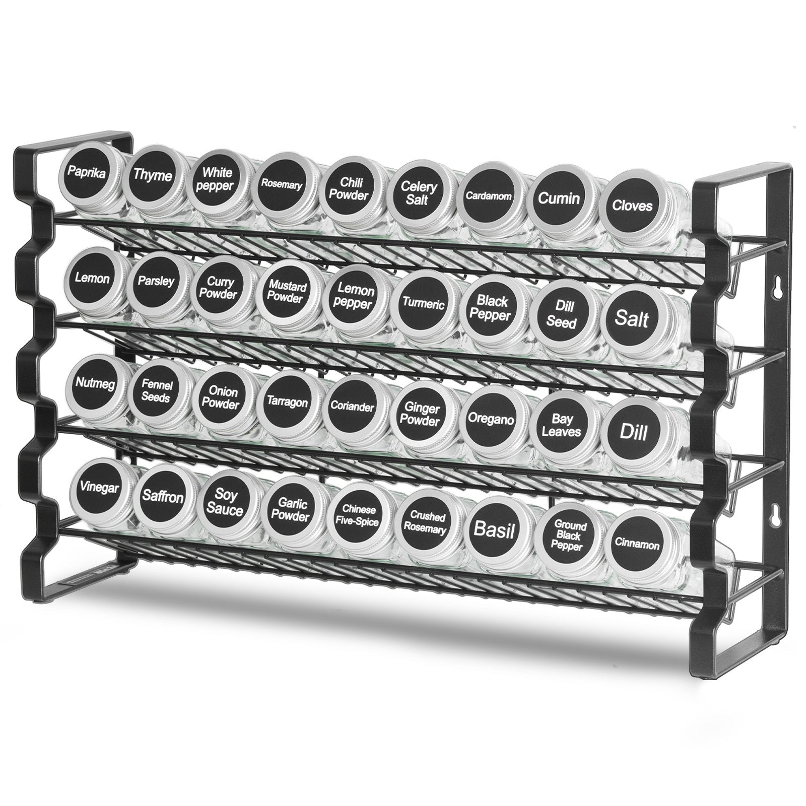 Expandable spice rack organizer for kitchen cabinet and countertop