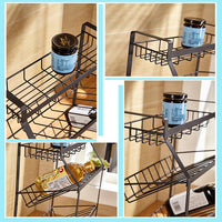 European style multi-layer tiered spice rack with labelled jars — view 3