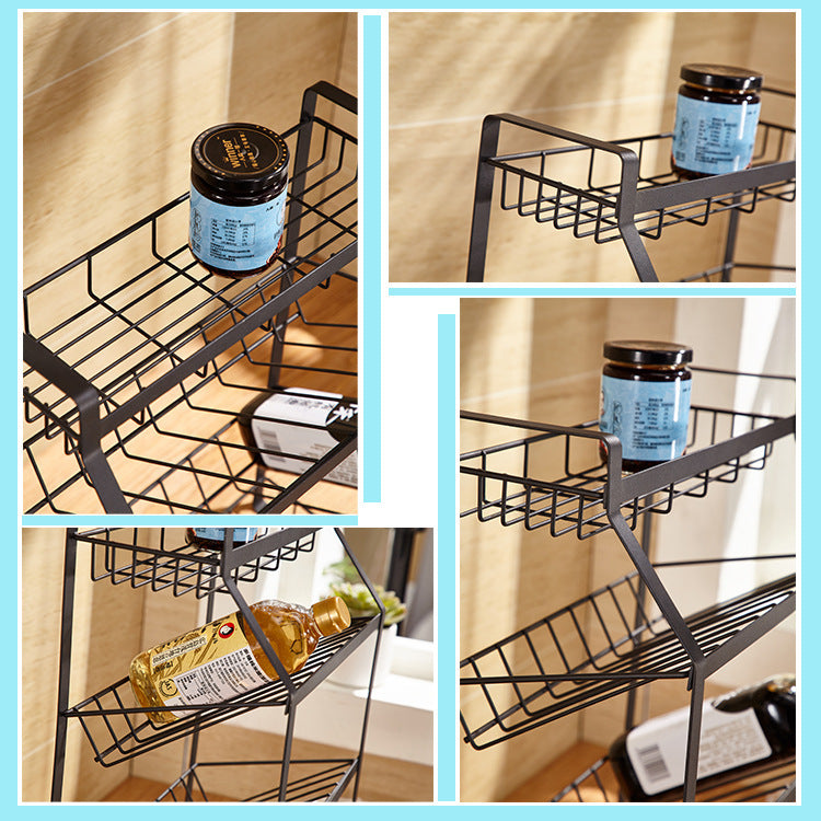 European style multi-layer tiered spice rack with labelled jars — view 3