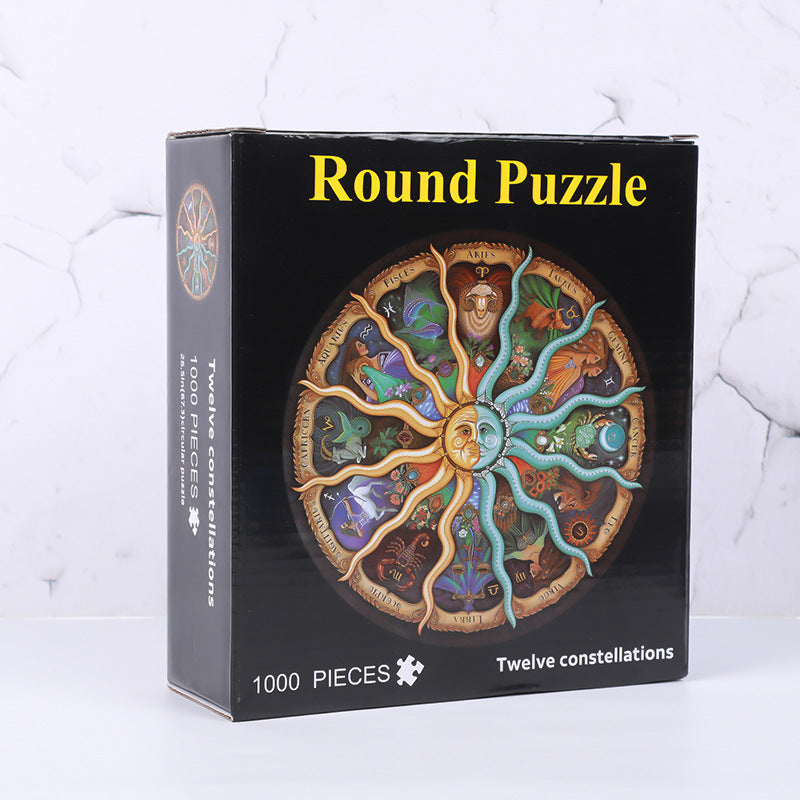 Earth moon and rainbow gradient circular jigsaw puzzles — view 13