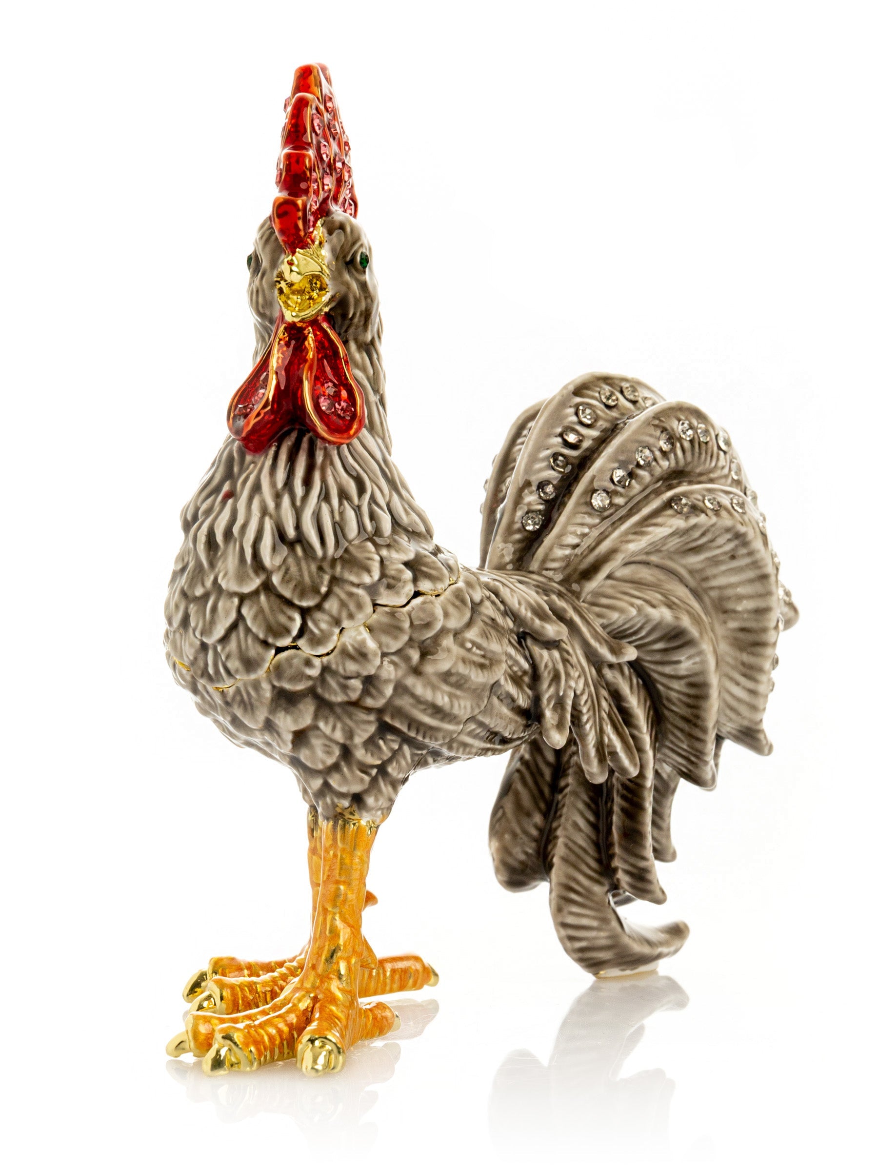 Gray Rooster Jewelry Trinket Box-0