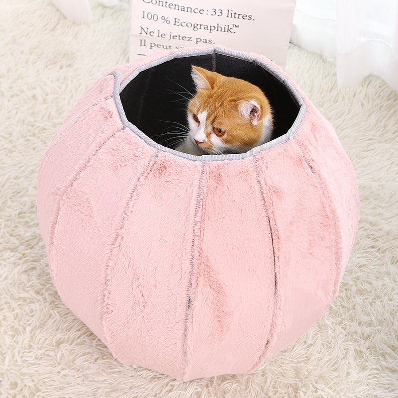 Plush fleece lined collapsible cat tunnel toy