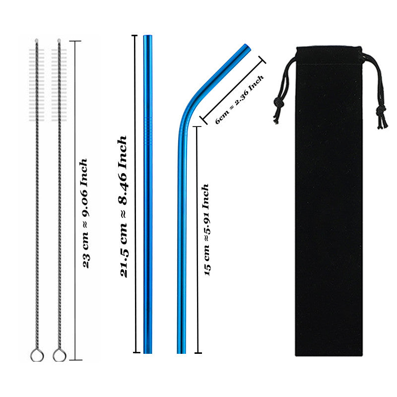Set of reusable stainless steel drinking straws with cleaning brush — view 11