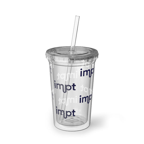Acrylic Tumbler - 'impt' Repeating Logo Cold Cup with Straw