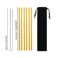 Set of reusable stainless steel drinking straws with cleaning brush — view 3