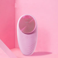 Mini electric sonic facial cleansing brush with silicone bristles