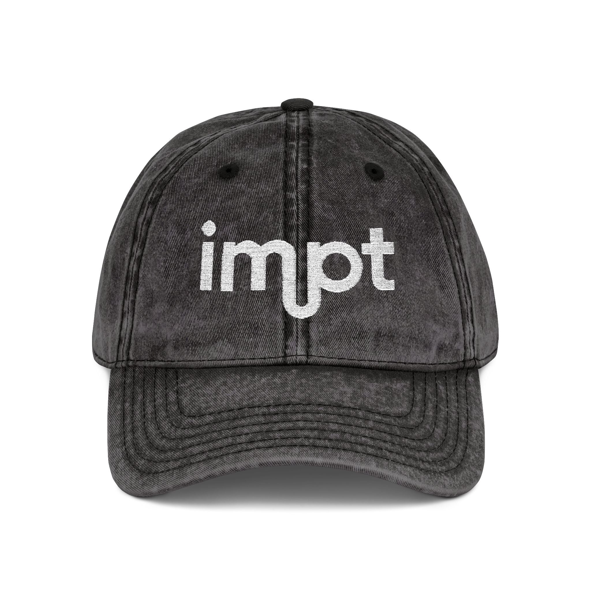 Vintage Corduroy Baseball Cap — Embroidered "impt" Logo, Rust Red Casual Hat