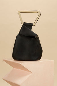 Structured metal handbag with polished silver finish — view 6