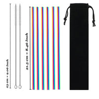 Set of reusable stainless steel drinking straws with cleaning brush — view 6