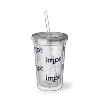 Acrylic Tumbler - 'impt' Repeating Logo Cold Cup with Straw