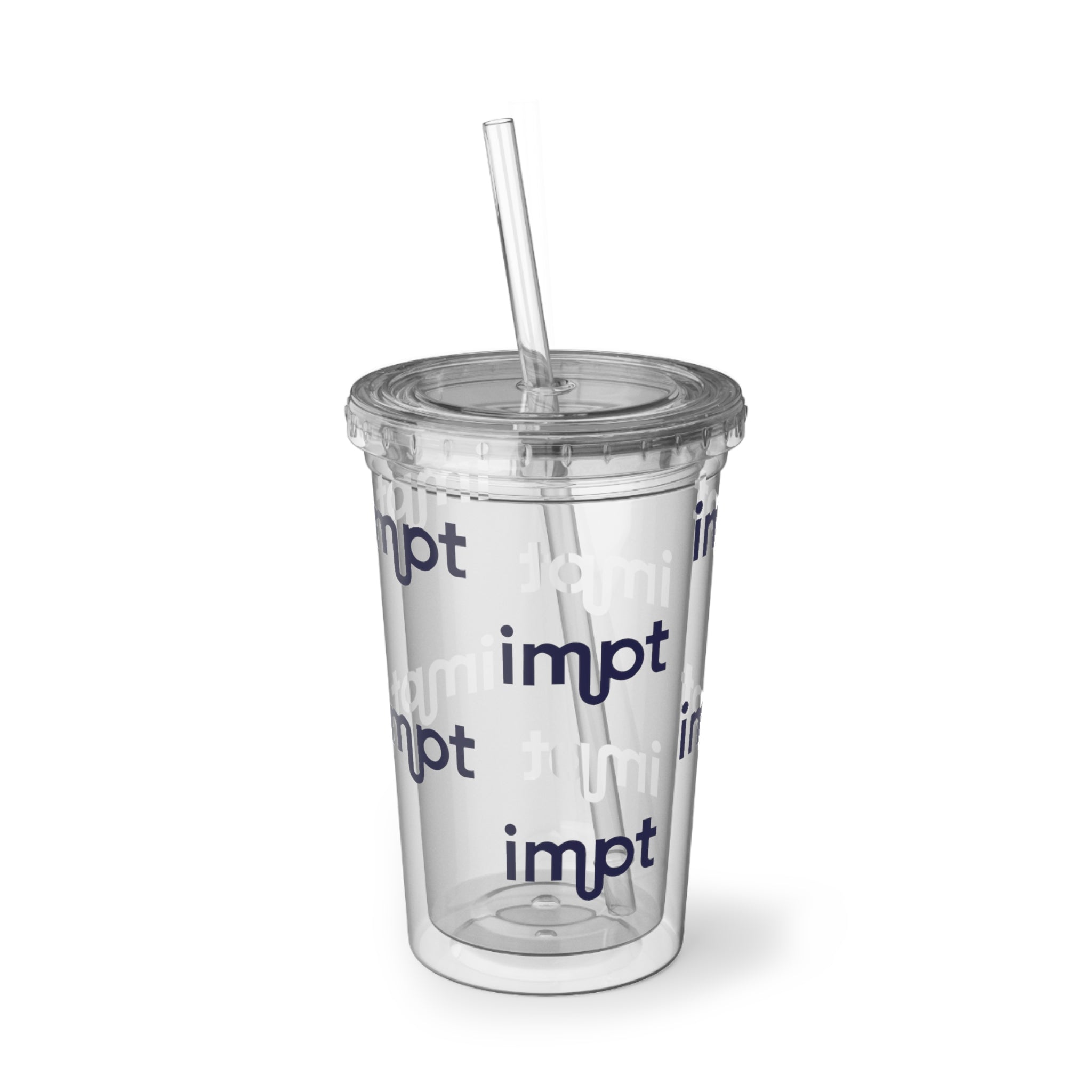 Acrylic Tumbler - 'impt' Repeating Logo Cold Cup with Straw
