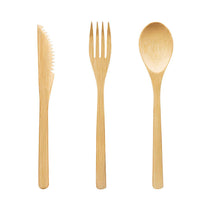Portable bamboo cutlery travel set with stainless steel straw and canvas pouch — view 2