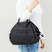 Foldable mini reusable grocery tote shopping bag in compact pouch form