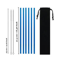 Set of reusable stainless steel drinking straws with cleaning brush — view 4