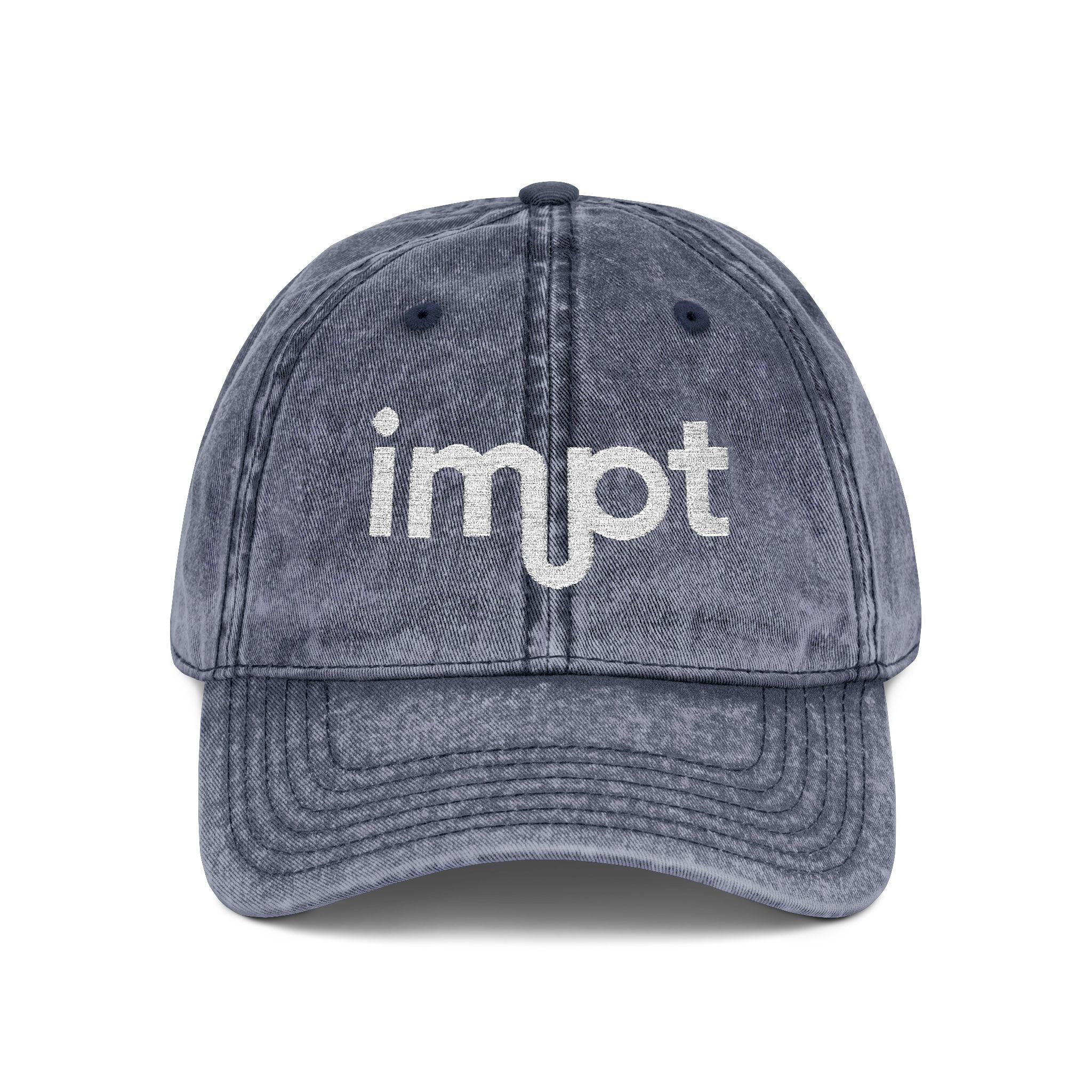 Vintage Corduroy Baseball Cap — Embroidered "impt" Logo, Rust Red Casual Hat