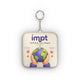 Custom Plush Keychain - Personalized Mini Square with Logo (Earth & Hands Design)