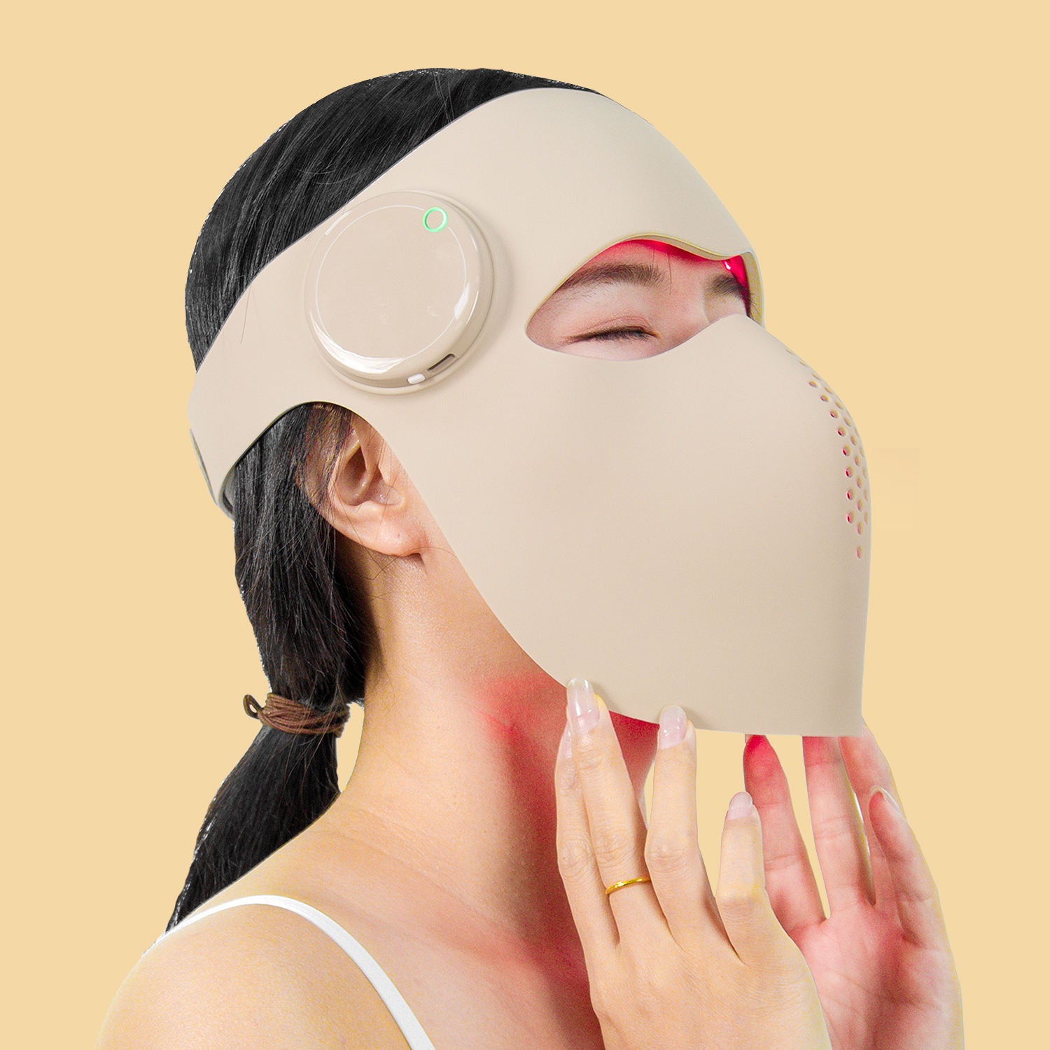 Red LED light therapy face mask for at home skincare — view 3