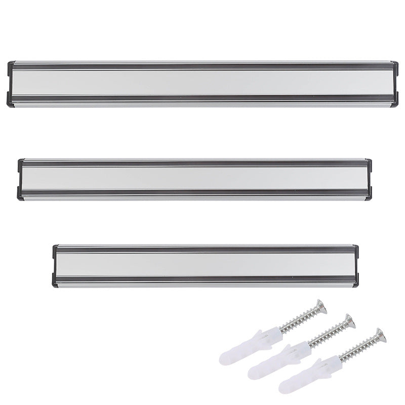 Wall mounted magnetic knife holder strip with chef knives
