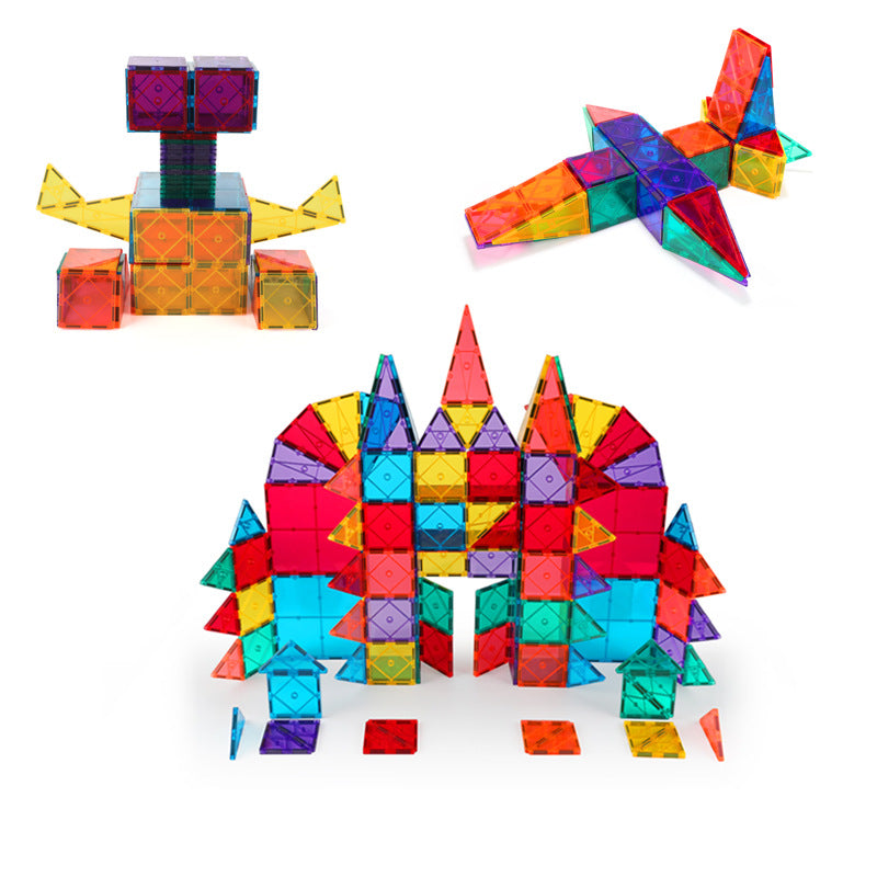 100 piece magnetic building tiles set with color windows — view 3