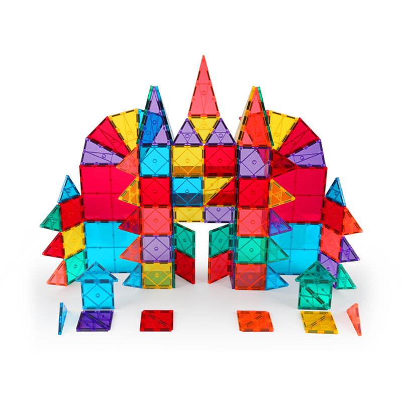100 piece magnetic building tiles set with color windows — view 4