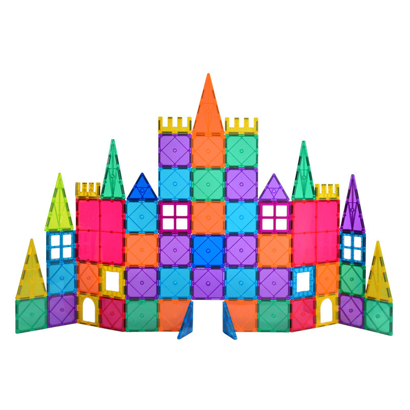 100 piece magnetic building tiles set with color windows