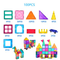 100 piece magnetic building tiles set with color windows — view 6