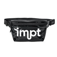 Transparent/Black Vinyl Fanny Pack — Clear Stadium Belt Bag with 'impt' Logo