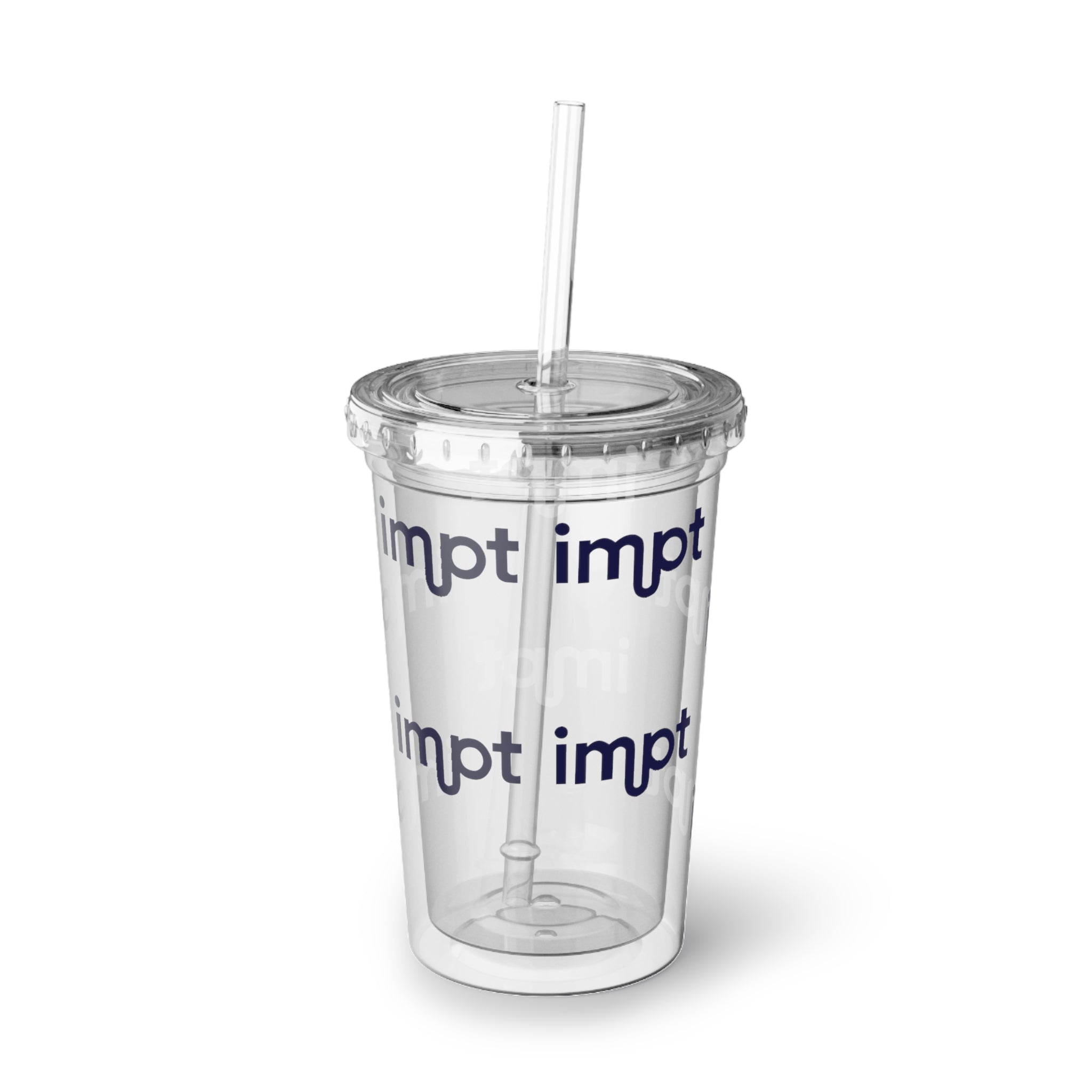 Acrylic Tumbler - 'impt' Repeating Logo Cold Cup with Straw