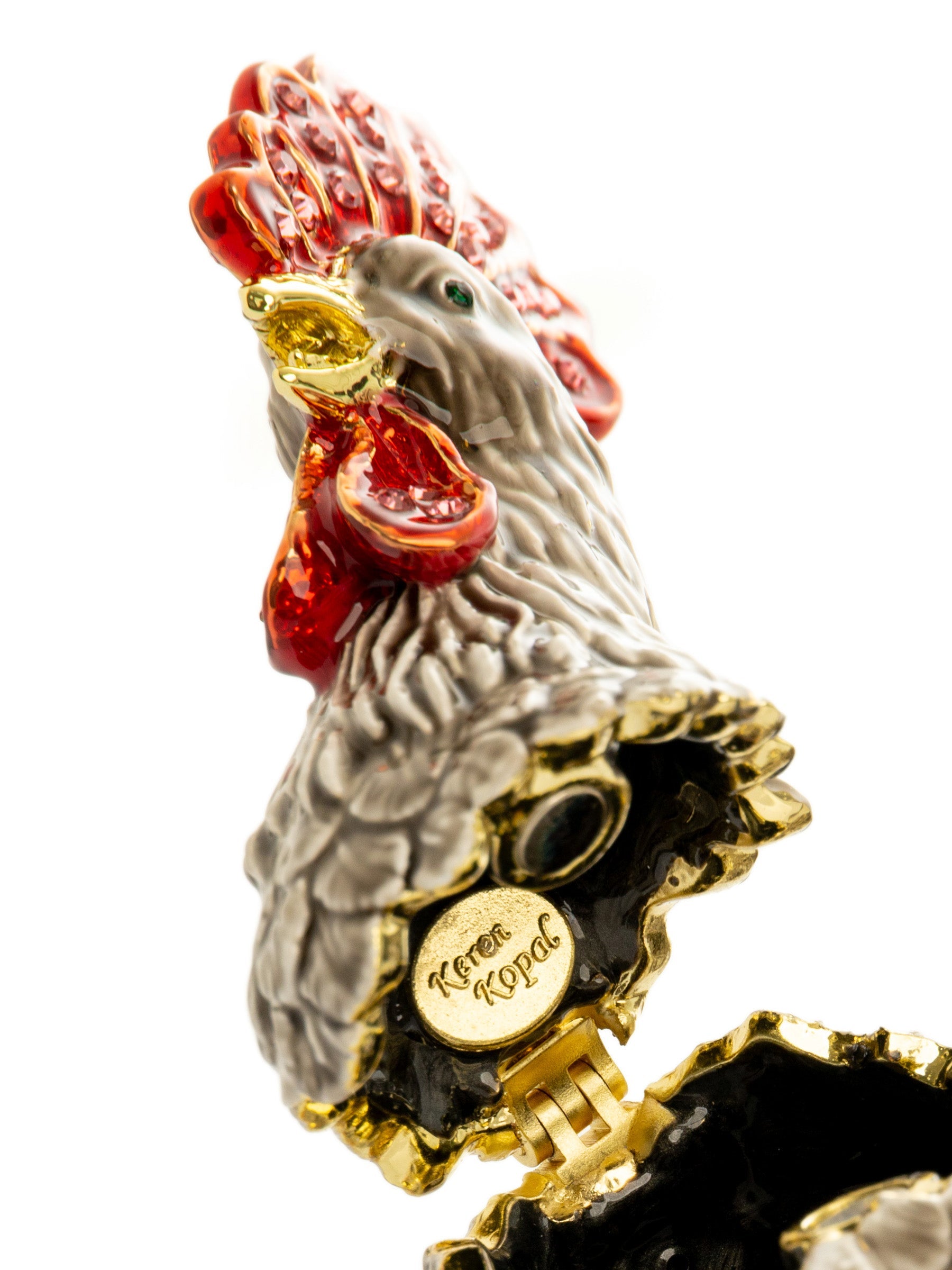 Gray Rooster Jewelry Trinket Box-3