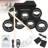 Foldable USB Electronic Drum Set with Pads-1