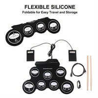 Foldable USB Electronic Drum Set with Pads-3
