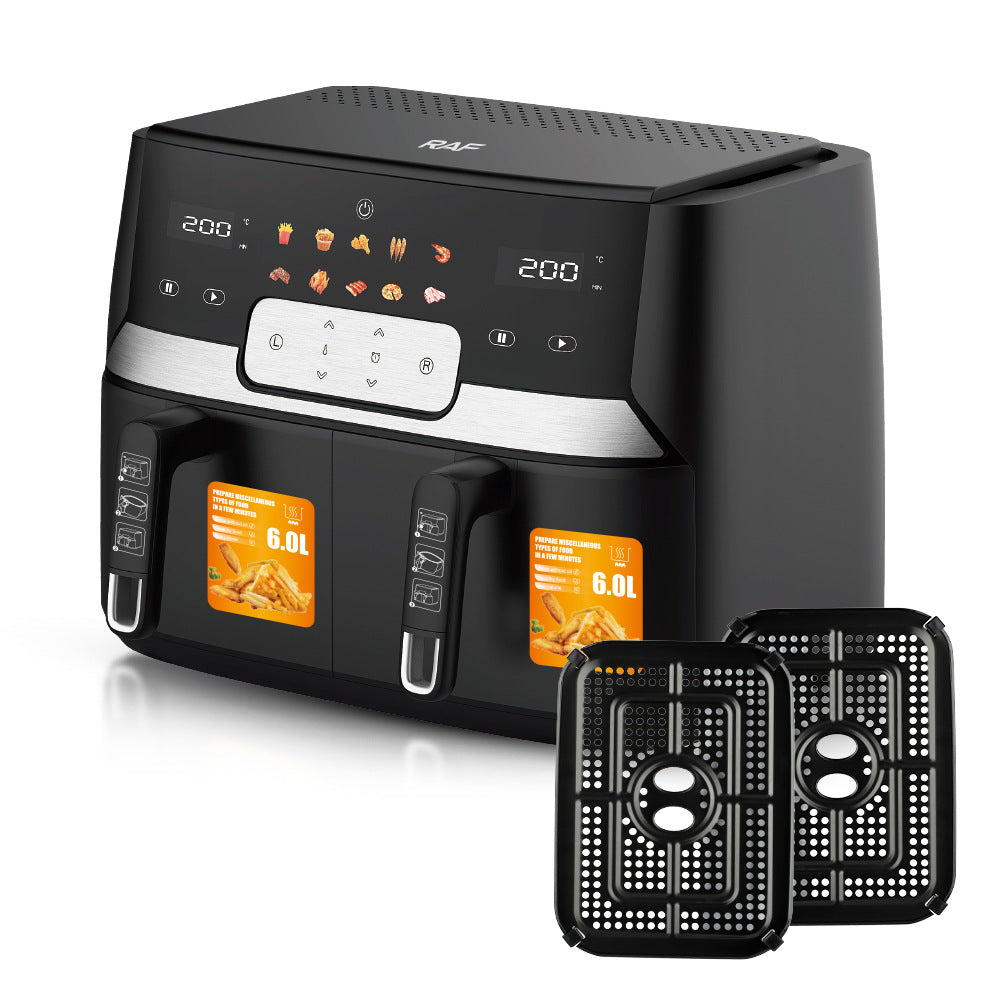 European double lining dual basket air fryer with two drawers — view 4
