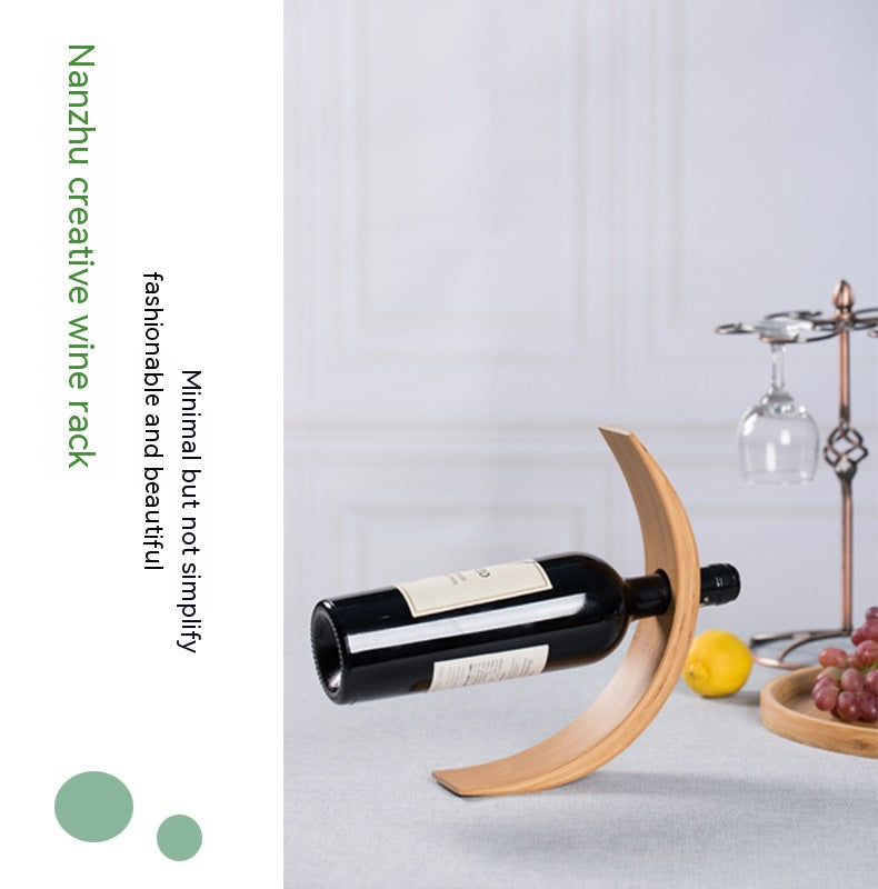 Creative sculptural wine bottle rack shelf on home bar counter — view 4