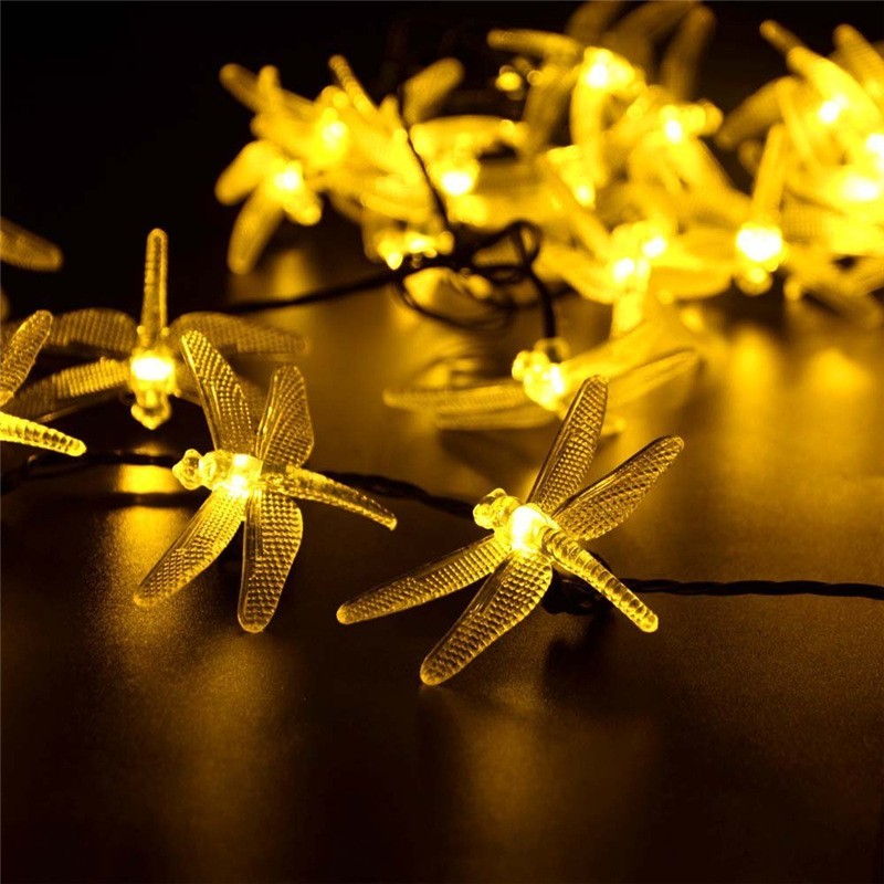 Outdoor solar LED dragonfly string lights 5m 20 LED waterproof — view 4