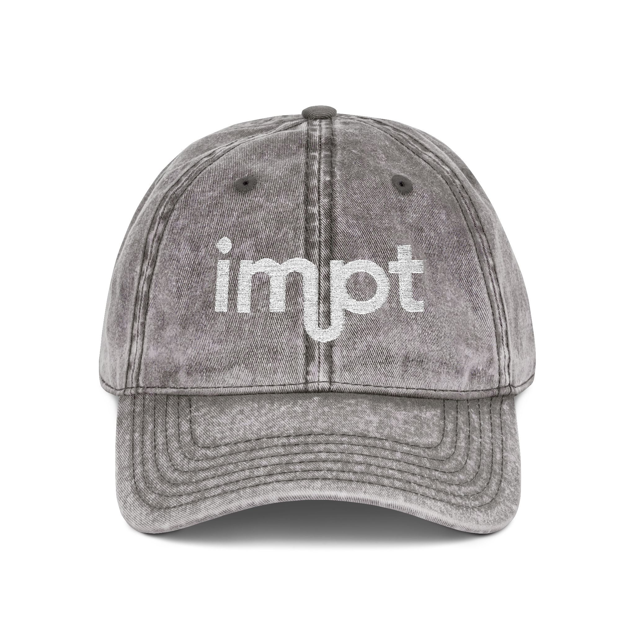 Vintage Corduroy Baseball Cap — Embroidered "impt" Logo, Rust Red Casual Hat