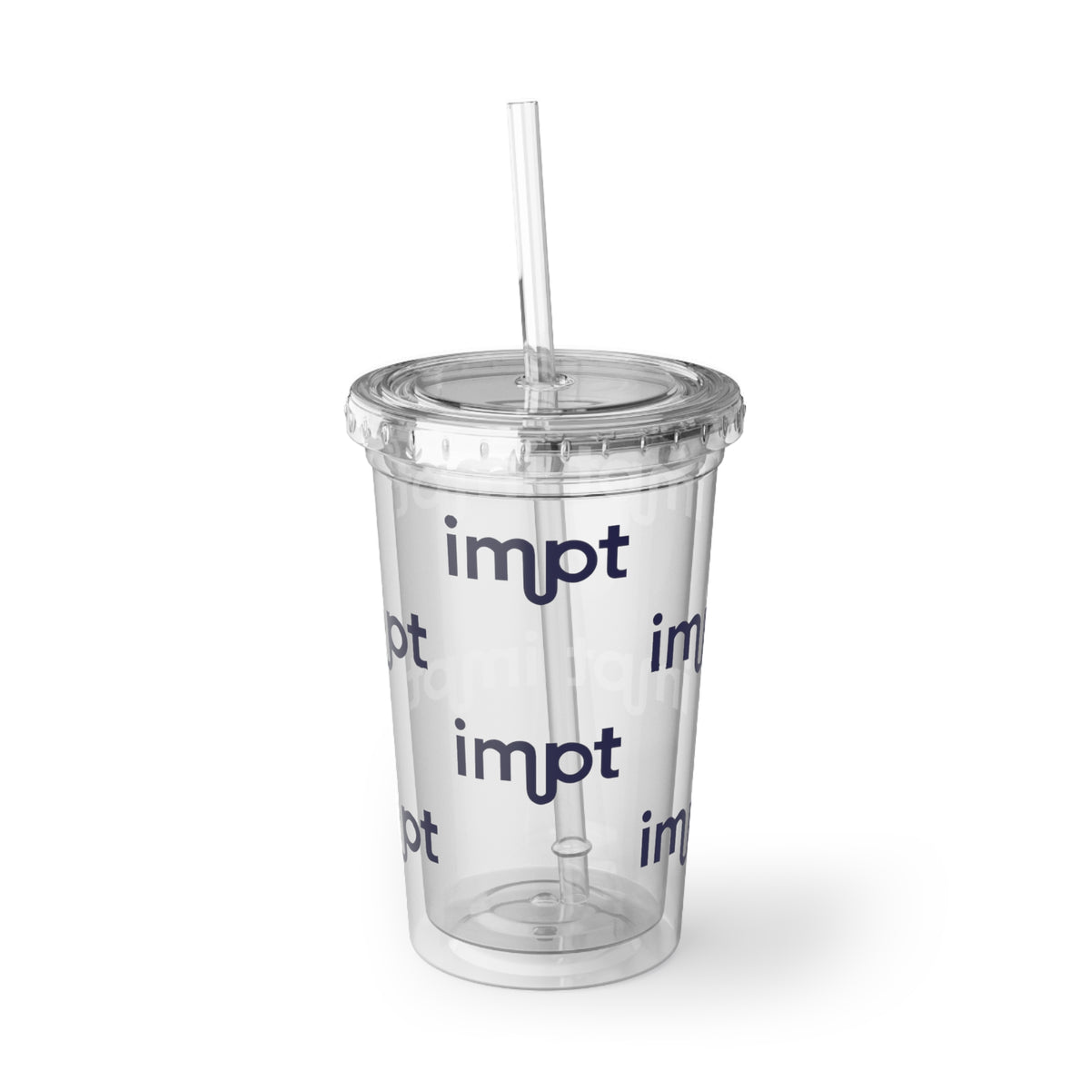 Acrylic Tumbler - 'impt' Repeating Logo Cold Cup with Straw