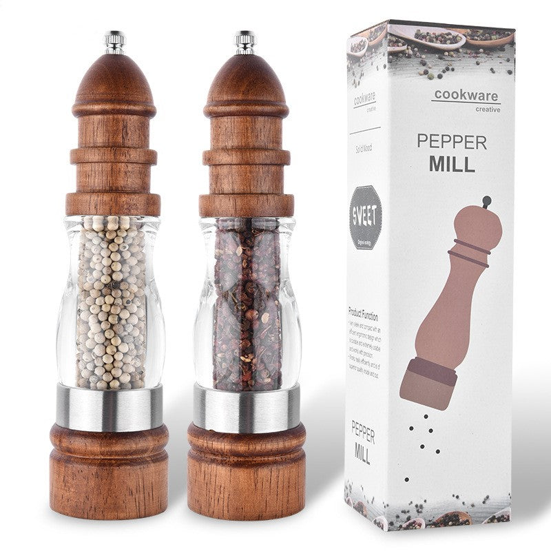 Handcrafted wooden salt and pepper grinder set with ceramic burrs — view 3