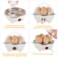 1Pc Electric Egg Cooker For Daily Breakfast Preparation 7-Capacity Hard-Boiled Egg Maker With Auto-Off Measuring Cup For Hard Boiled Steamed Vegetables Seafood Dumplings