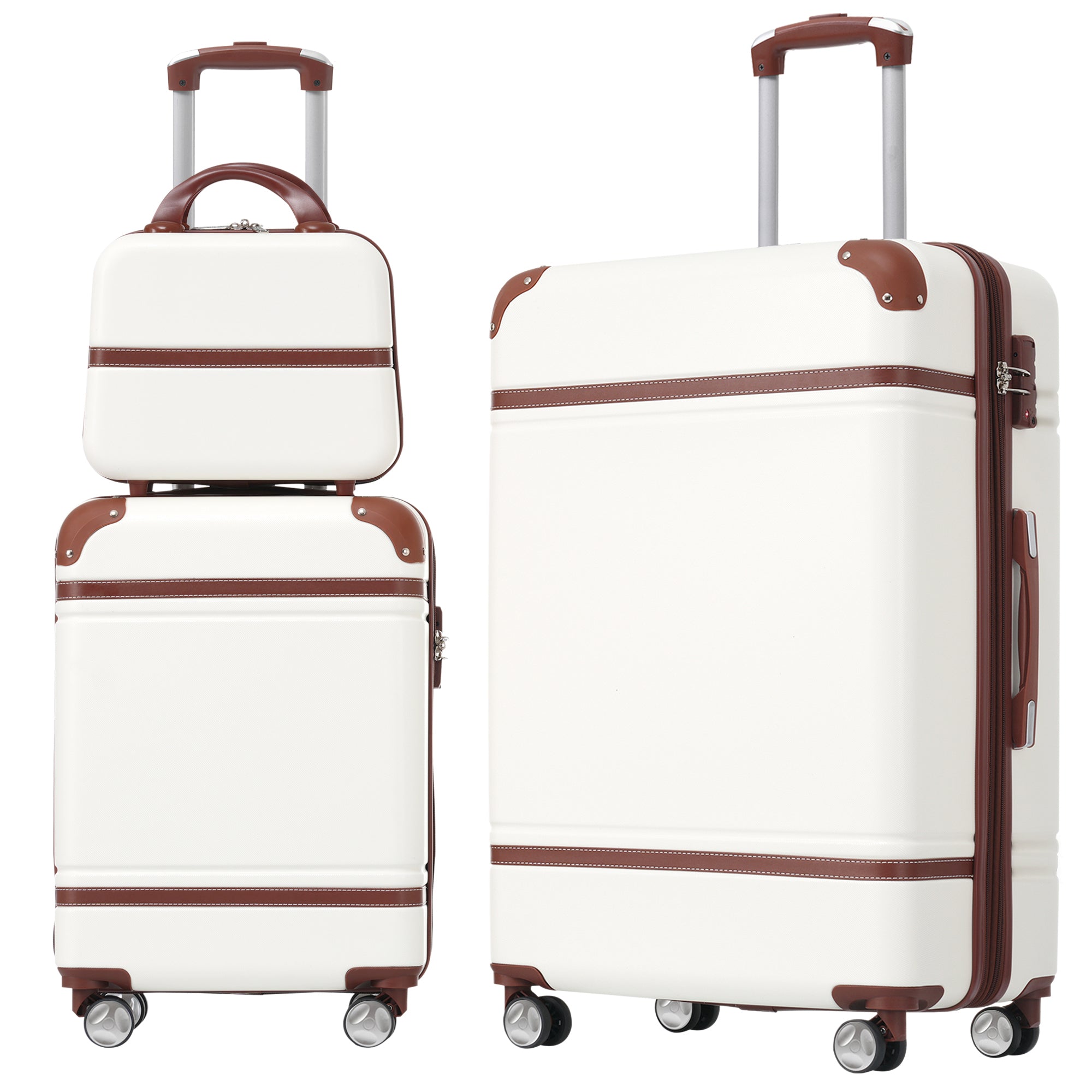 Three-piece hardshell luggage set with matching cosmetic case and spinner wheels — view 6