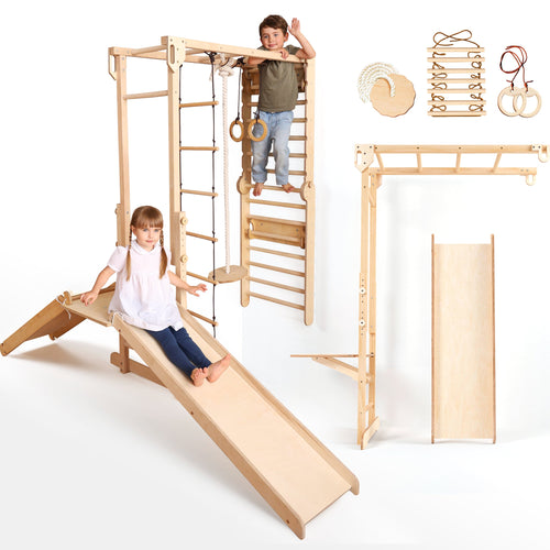 7in1 Swedish Walls + Monkey Bars + Swing Set + Slide Board + Ramp-0