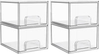 Clear stackable acrylic storage drawers 2 and 4 pack