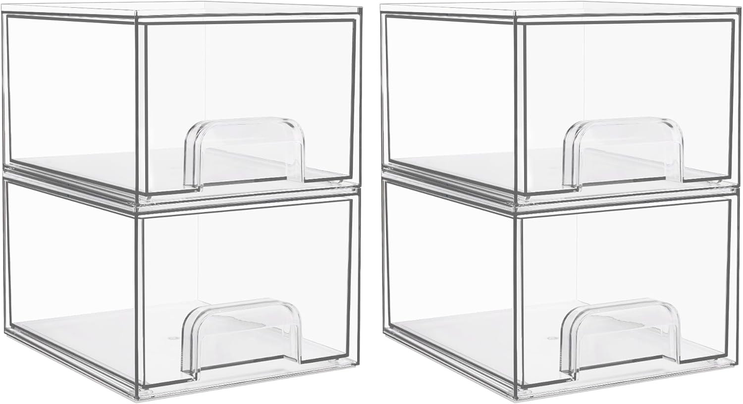 Clear stackable acrylic storage drawers 2 and 4 pack