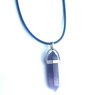 Crystal Pointed Pendant Necklace - Amethyst