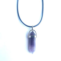Crystal Pointed Pendant Necklace - Amethyst