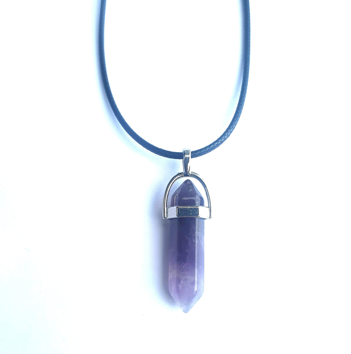 Crystal Pointed Pendant Necklace - Amethyst