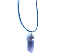 Crystal Pointed Pendant Necklace - Amethyst