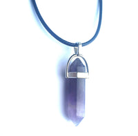 Crystal Pointed Pendant Necklace - Amethyst